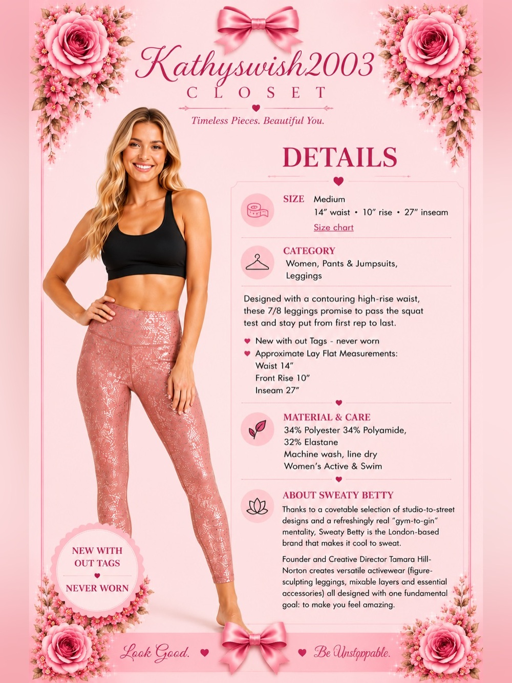 NWOT  Sweaty Betty Full Length Leggings Pink
Terrazzo Foil Print Size Me… - Picture 3 of 16